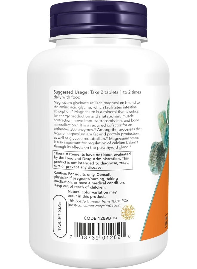 Now Foods Magnesium Glycinate Highly Absorbable Form Tablets, 180 Tablets - Image 3